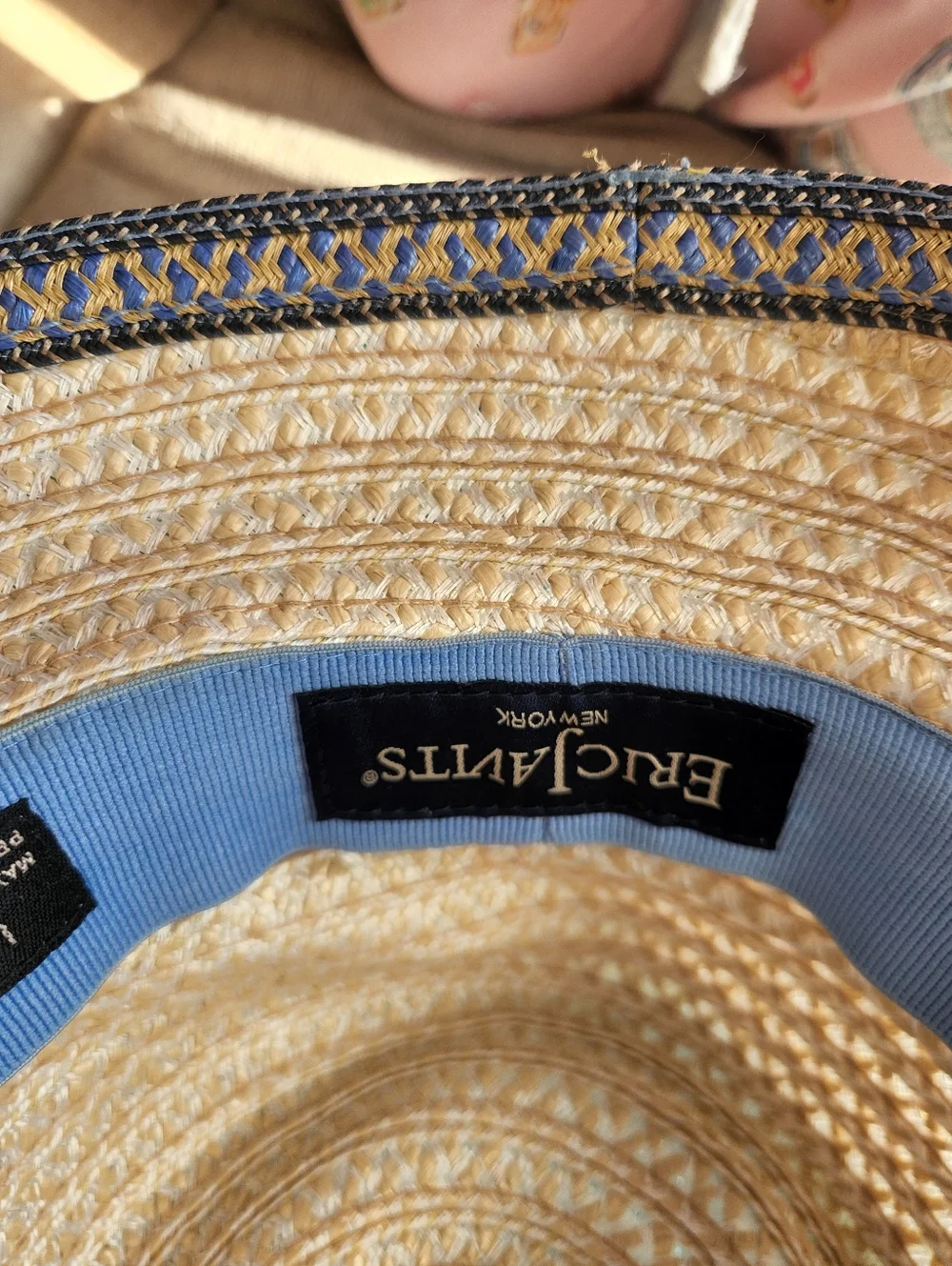 Straw Boater Hat with Navy Accent - Picture 7 of 10